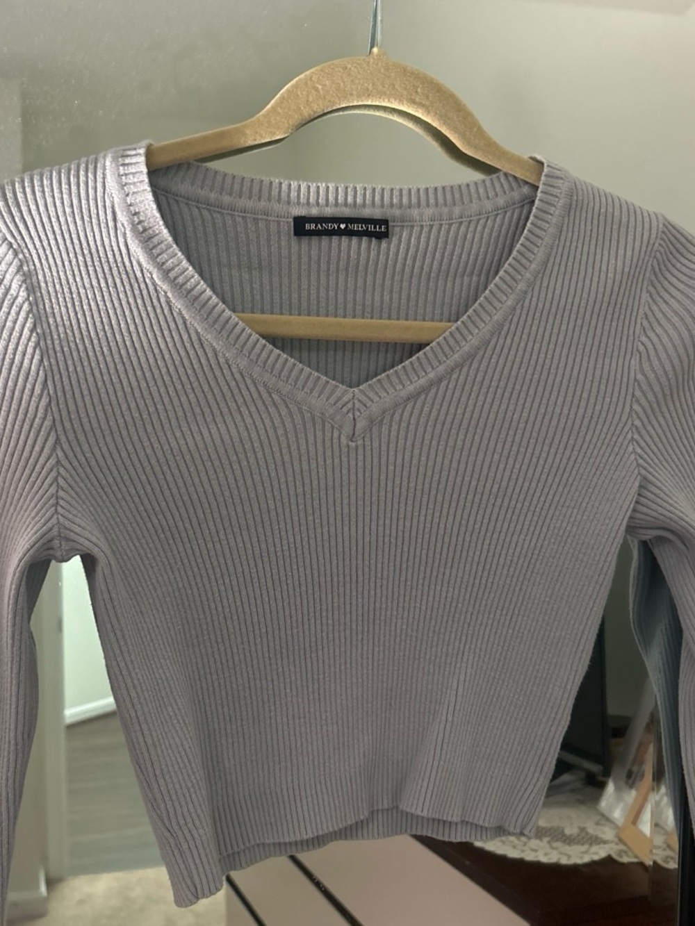 Brandy Melville Light Blue V-Neck Sweater